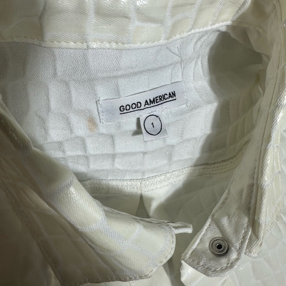 Good American Ivory Croc-Embossed Shirt - Picture 5 of 7